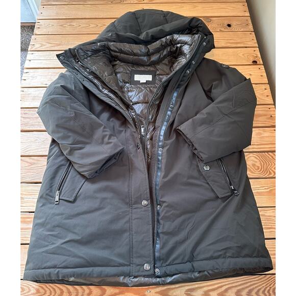 Michael Kors Women’s Hooded Long Parka Jacket Coat Size XL Olive Green Full Zip - Picture 1 of 10